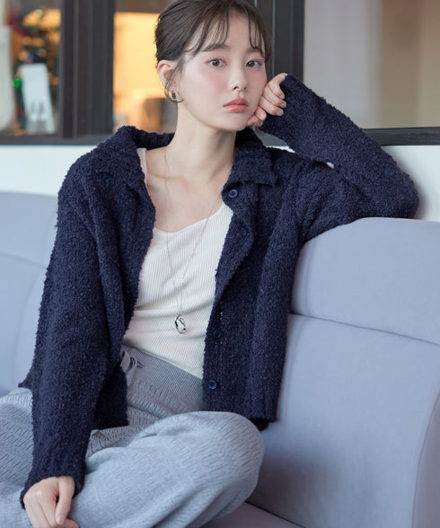 【着丈が選べる】ハイネックブークレカーディガン