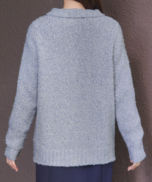 【着丈が選べる】ハイネックブークレカーディガン