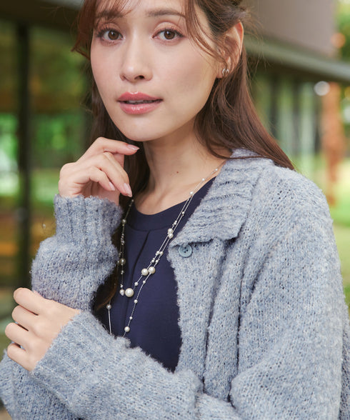 【着丈が選べる】ハイネックブークレカーディガン
