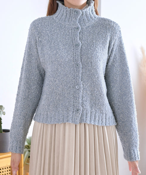 【着丈が選べる】ハイネックブークレカーディガン