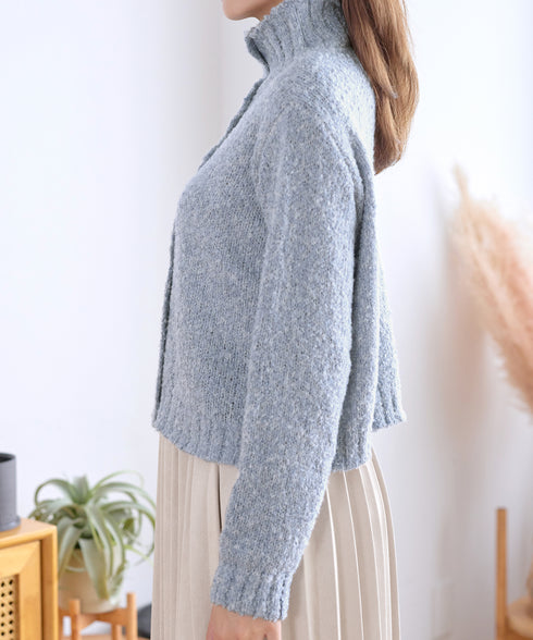 【着丈が選べる】ハイネックブークレカーディガン