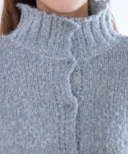 【着丈が選べる】ハイネックブークレカーディガン