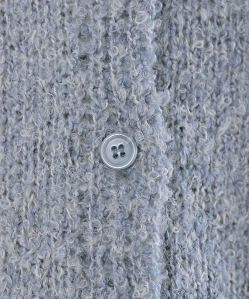 【着丈が選べる】ハイネックブークレカーディガン