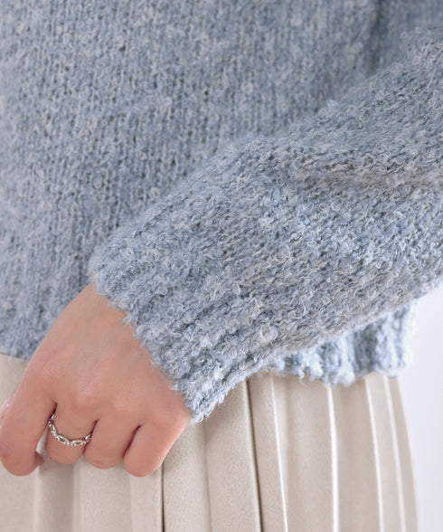 【着丈が選べる】ハイネックブークレカーディガン