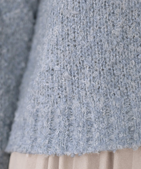 【着丈が選べる】ハイネックブークレカーディガン