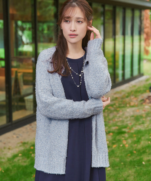 【着丈が選べる】ハイネックブークレカーディガン