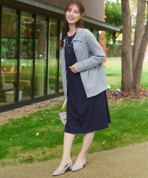 【着丈が選べる】ハイネックブークレカーディガン