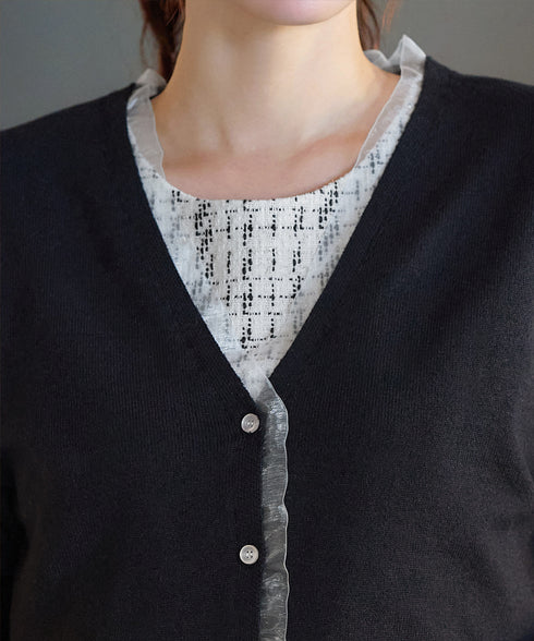 オーガンジーラインカーディガン