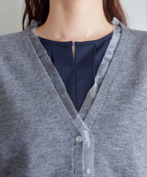 オーガンジーラインカーディガン