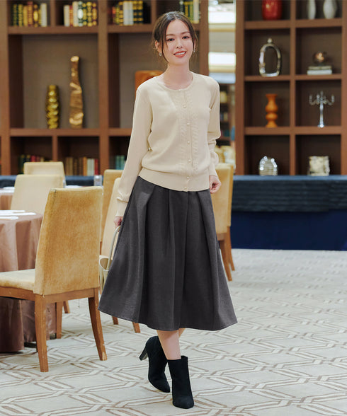 【新色追加】 ウール調タックスカート