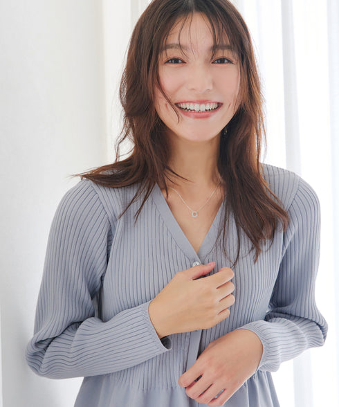 リブ切替フレアカーディガン