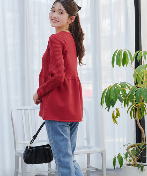 リブ切替フレアカーディガン