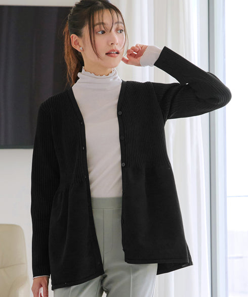 リブ切替フレアカーディガン