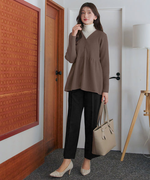 リブ切替フレアカーディガン