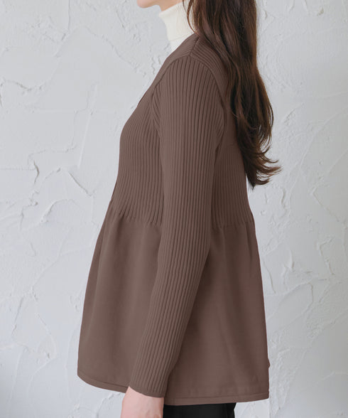 リブ切替フレアカーディガン