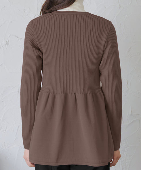 リブ切替フレアカーディガン