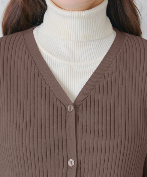 リブ切替フレアカーディガン