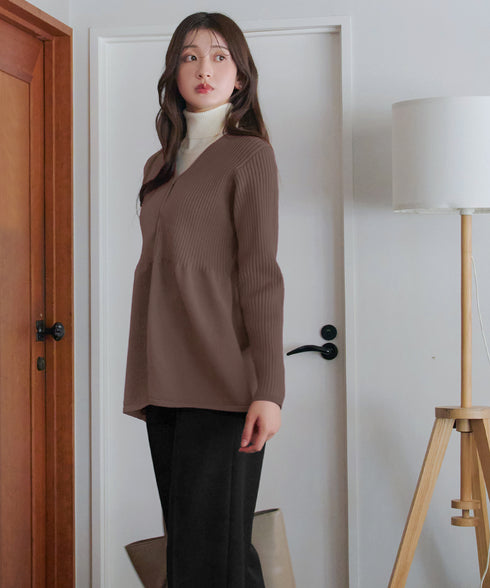 リブ切替フレアカーディガン