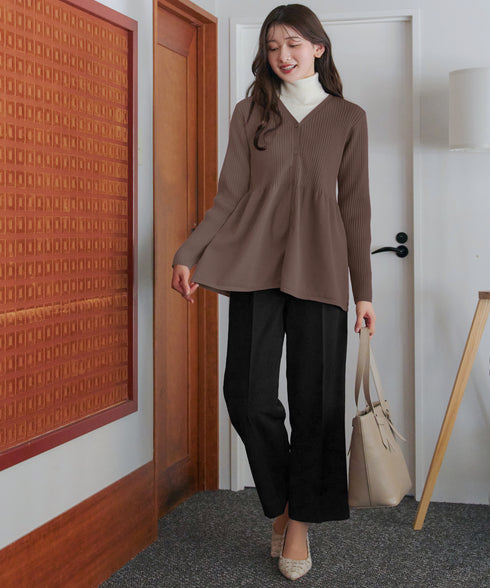 リブ切替フレアカーディガン