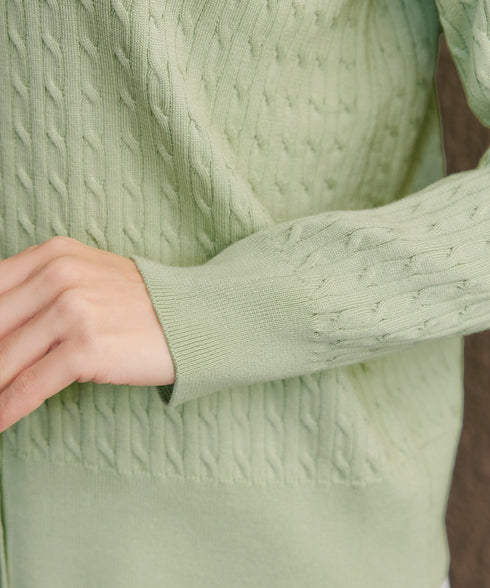 ワンポイント刺繍ケーブルカーディガン
