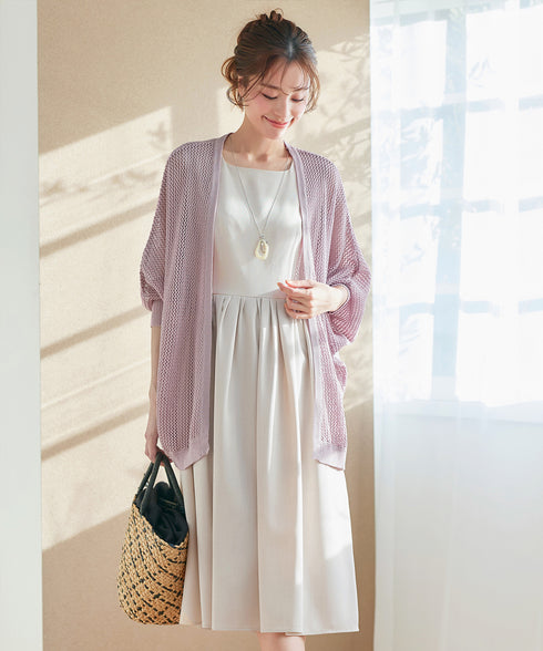 【アウトレット】麻調スクエアネックワンピース