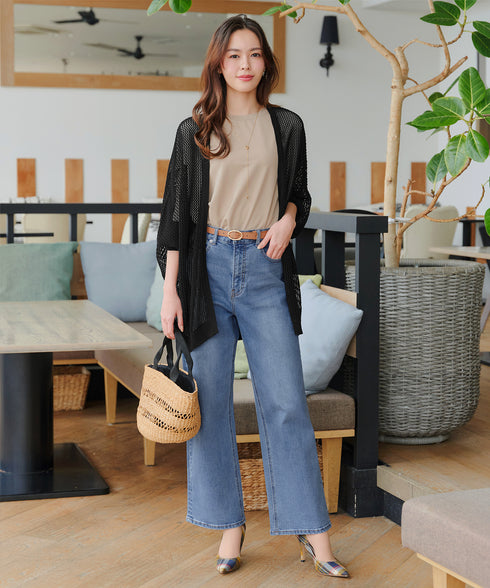 【安田美沙子さん着用】ストレッチワイドデニム