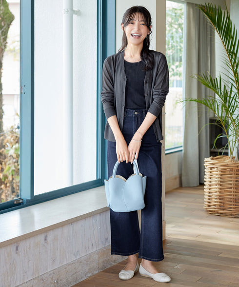 Vネックラメニットシアーカーディガン