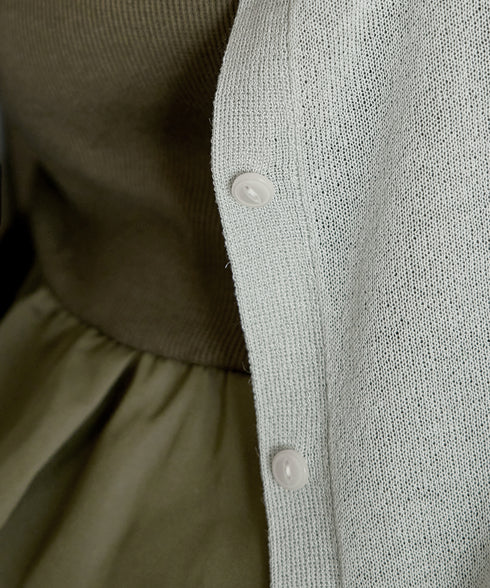 Vネックラメニットシアーカーディガン