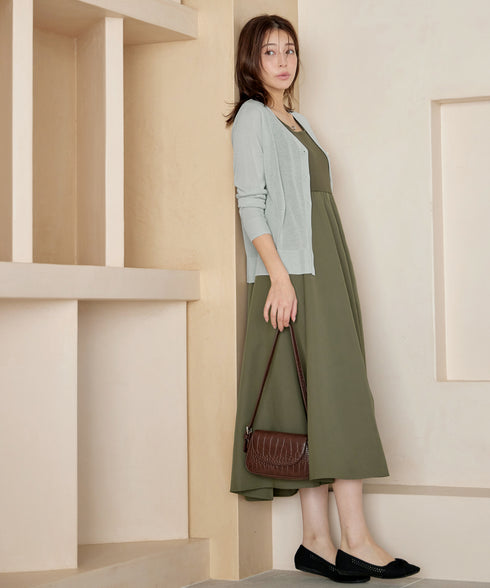 Vネックラメニットシアーカーディガン