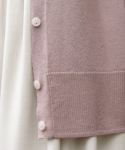 Vネックラメニットシアーカーディガン