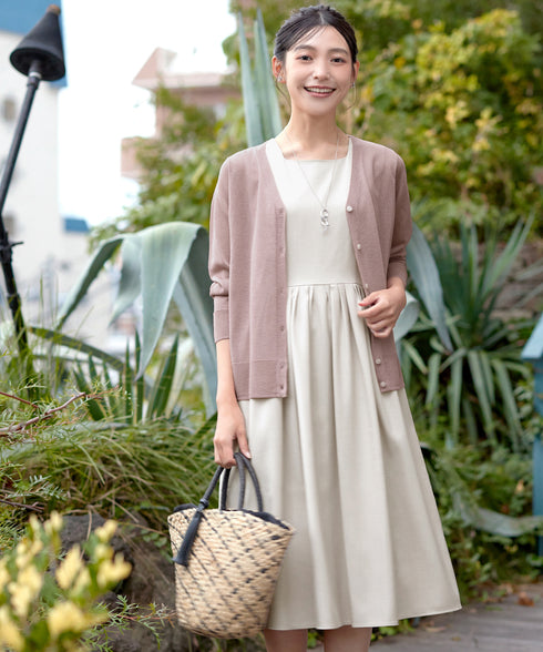 Vネックラメニットシアーカーディガン