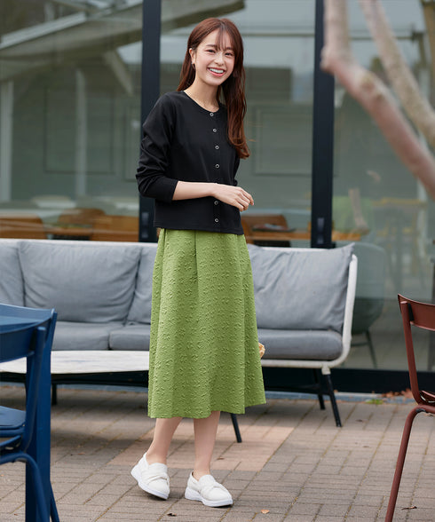 ふくれジャガードタックフレアスカート