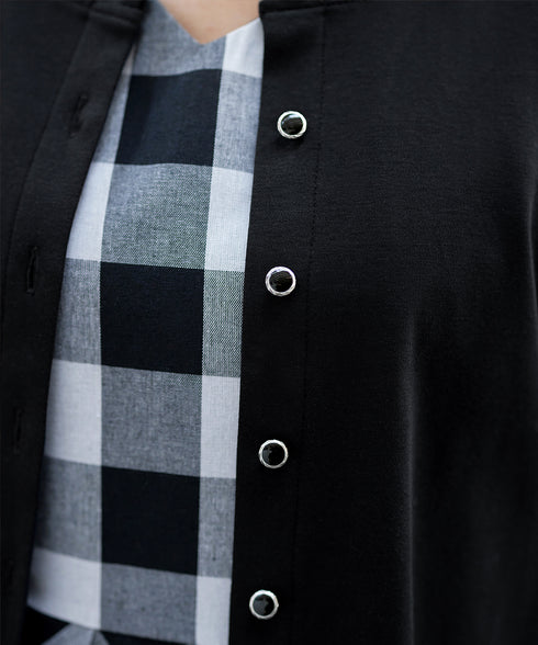 【小倉優子さん着用・洗える・接触冷感・汗ジミ防止】“サマさまカットソー”フレームボタンカーディガン