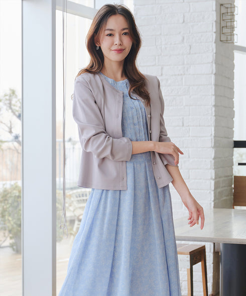 【小倉優子さん着用・洗える・接触冷感・汗ジミ防止】“サマさまカットソー”フレームボタンカーディガン