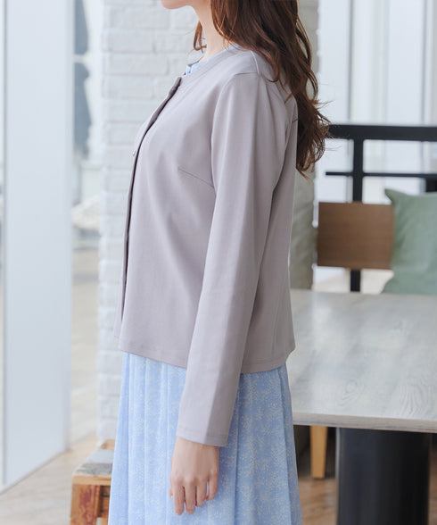 【小倉優子さん着用・洗える・接触冷感・汗ジミ防止】“サマさまカットソー”フレームボタンカーディガン