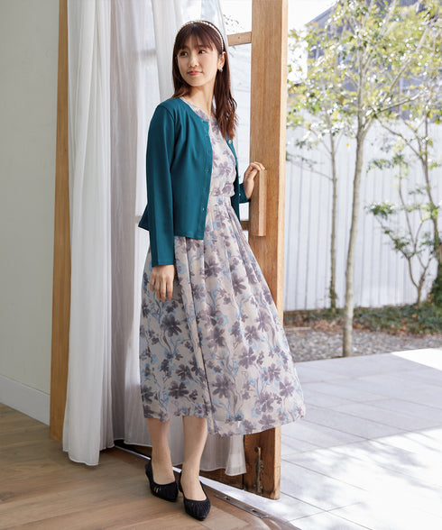 【小倉優子さん着用・洗える・接触冷感・汗ジミ防止】“サマさまカットソー”フレームボタンカーディガン