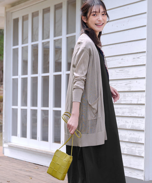 【接触冷感】着流しロングニットカーディガン