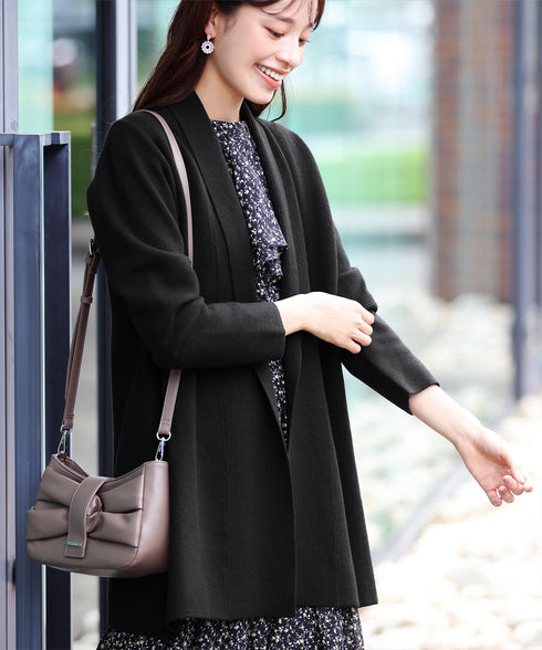 【新色追加】 ミラノリブミドル丈ニットカーディガン