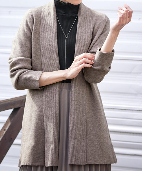 【新色追加】 ミラノリブミドル丈ニットカーディガン