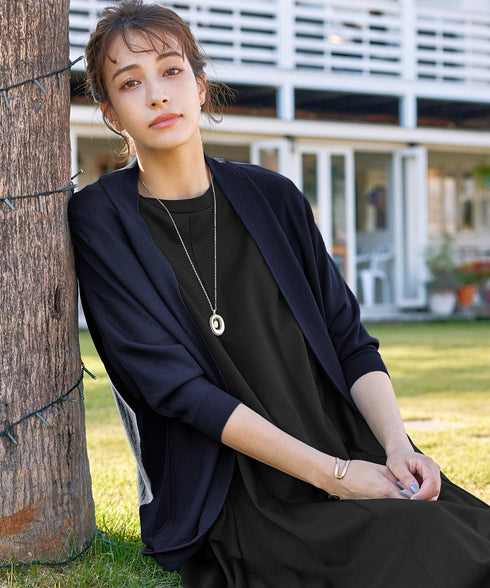 体型カバーも叶うドルマンニットカーディガン