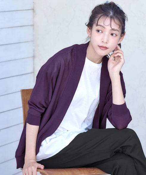 体型カバーも叶うドルマンニットカーディガン