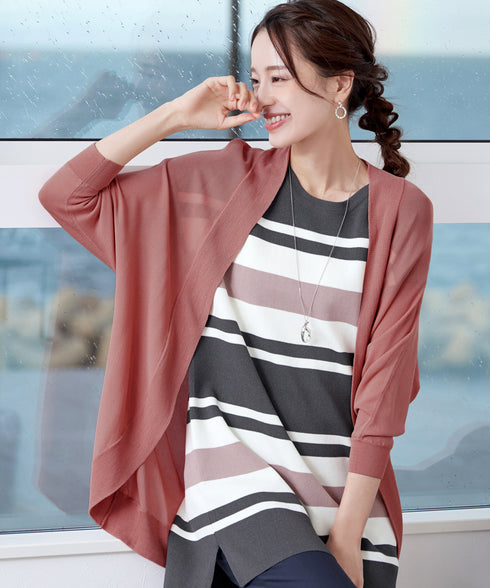 体型カバーも叶うドルマンニットカーディガン