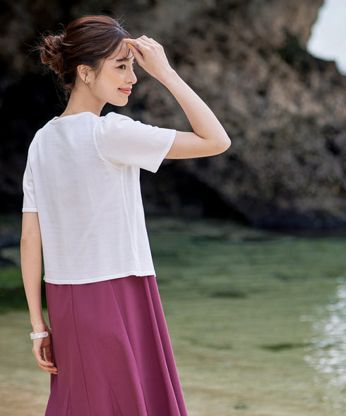 サマーニット半袖カーディガン