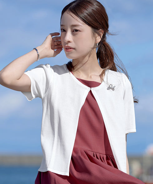 サマーニット半袖カーディガン