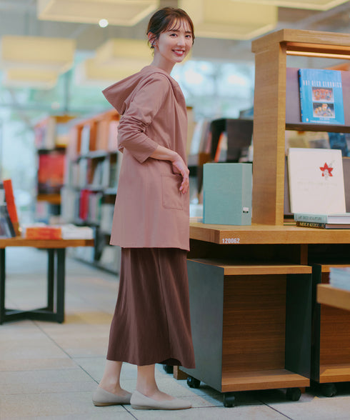 【おのののかさん着用】“サマケア” フード付きカットソーロングカーディガン