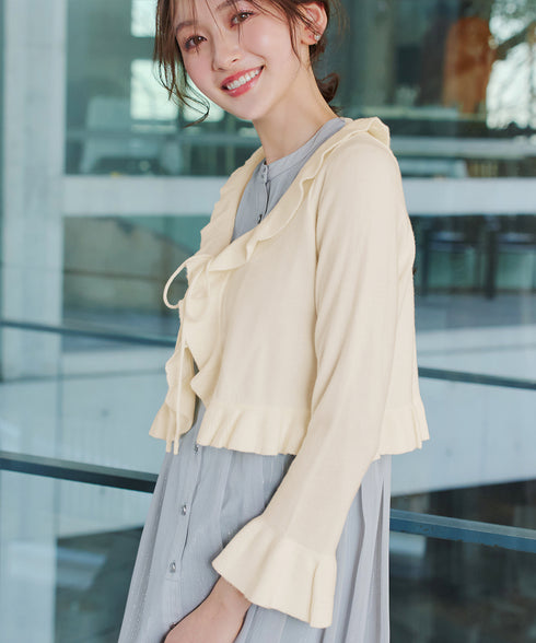 フリルリボンカーディガン