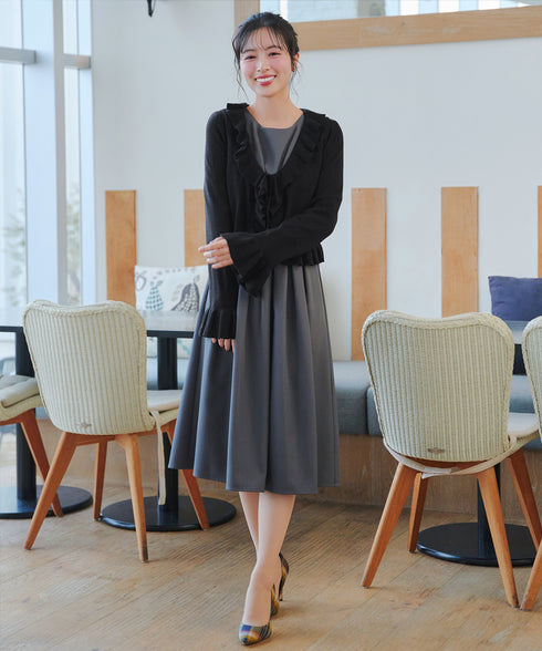 フリルリボンカーディガン