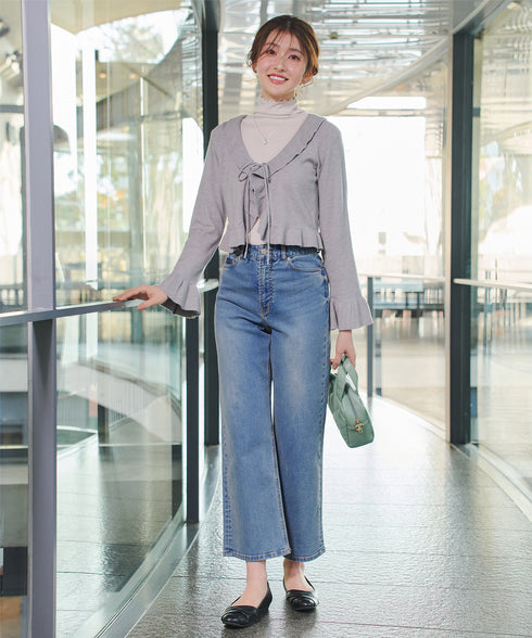 フリルリボンカーディガン