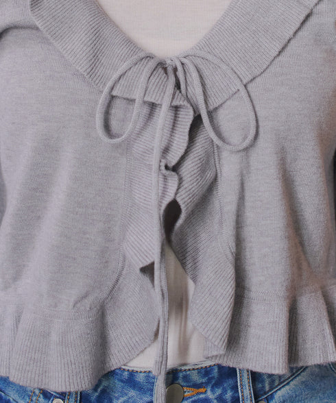 フリルリボンカーディガン