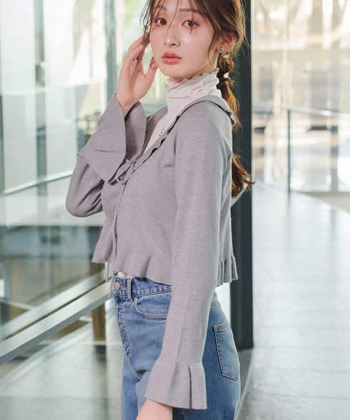 フリルリボンカーディガン